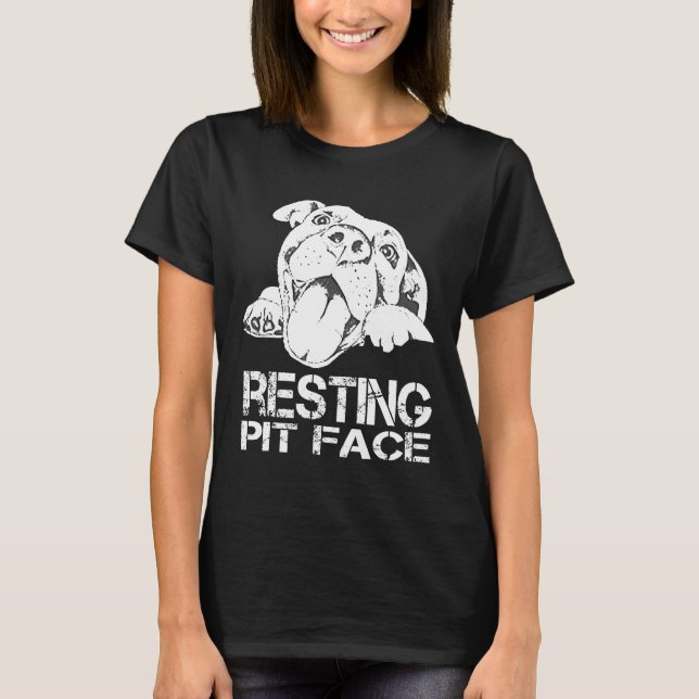 Resting Pit Face Dog Pitbull Dogs T-Shirt (Front)