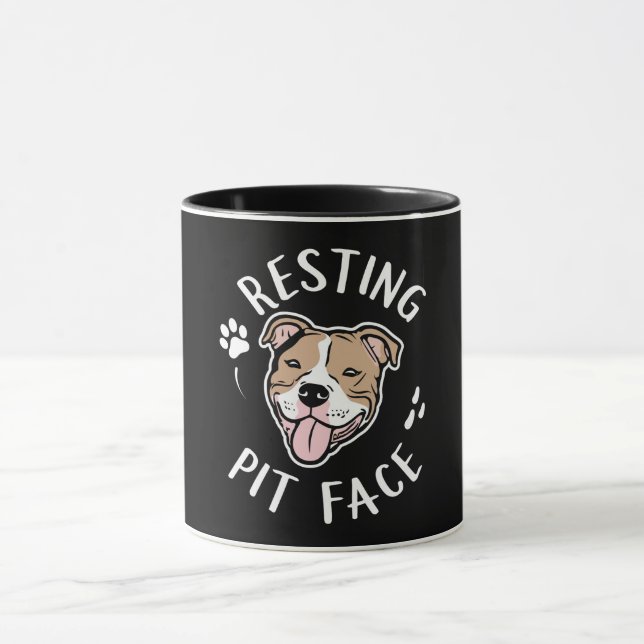 Resting Pit Face Funny Dog Mug (Center)