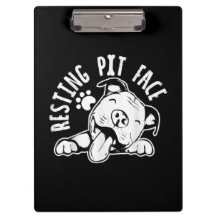 Resting Pit Face Funny Dog Pitbull Meme Clipboard