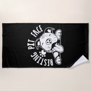 Resting Pit Face Funny Dog Pitbull Meme Clothing Beach Towel