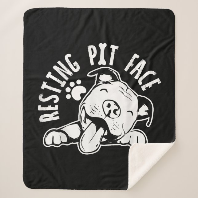 Resting Pit Face  Funny Dog Pitbull Meme Clothing Sherpa Blanket (Front)