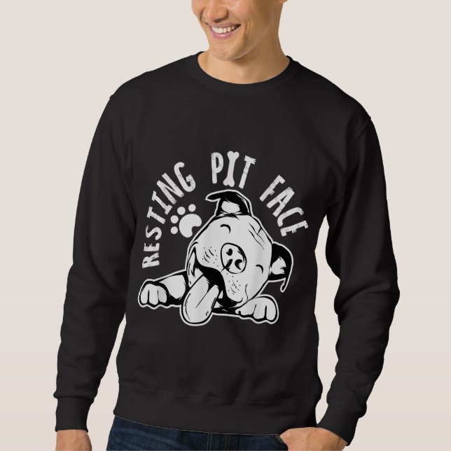 Resting Pit Face Funny Dog, Pitbull Meme Clothing Sweatshirt (Front)