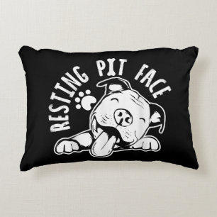Resting Pit Face Funny Dog Pitbull Meme Decorative Cushion