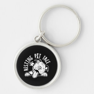 Resting Pit Face Funny Dog Pitbull Meme Key Ring