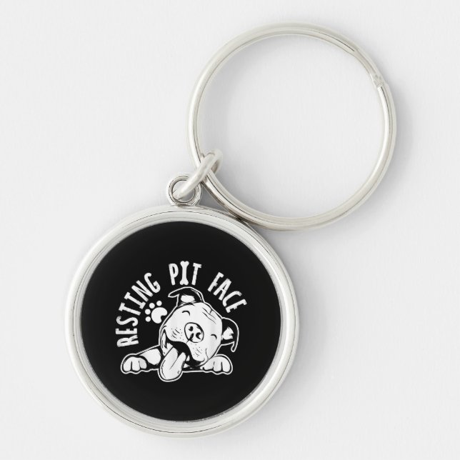Resting Pit Face  Funny Dog Pitbull Meme Key Ring (Front)