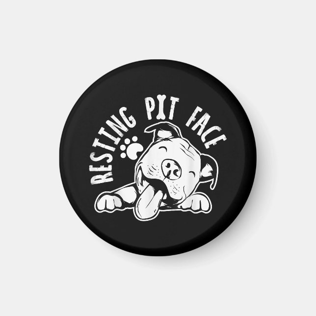 Resting Pit Face  Funny Dog Pitbull Meme Magnet (Front)