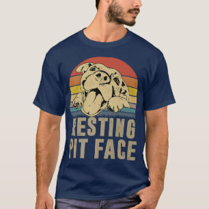 Resting Pit Face Funny Pit Bull Dog Vintage Pit Bu T-Shirt