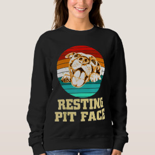 Resting Pit Face Funny Retro Vintage Pitbull Dog L Sweatshirt