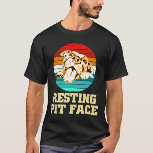 Resting Pit Face Funny Retro Vintage Pitbull Dog L T-Shirt