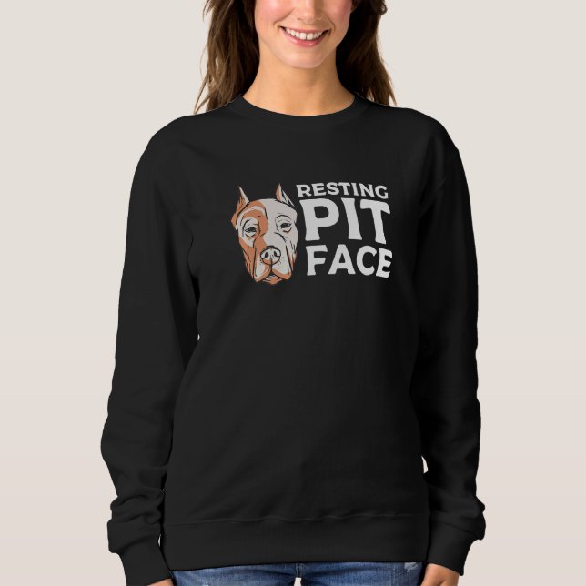 Resting Pit Face Pitbull Animal Dog Sweatshirt (Front)