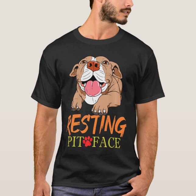 Resting Pit Face Pitbull Gift Pit Bull Terrier Pre T-Shirt (Front)