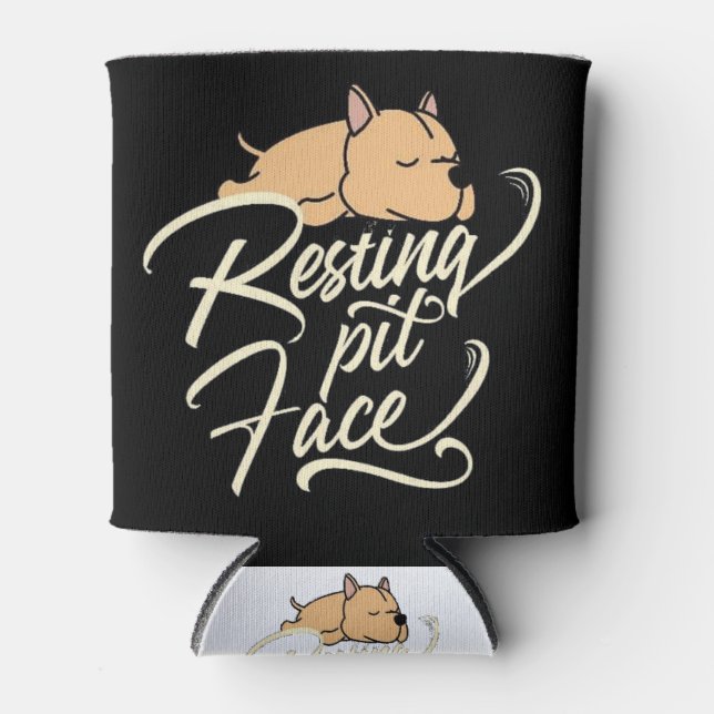 Resting Pit Face Pitbull Lovers Can Cooler (Front)