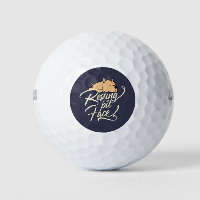 Resting Pit Face Pitbull Lovers Golf Balls (Front)