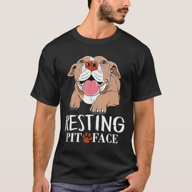 Resting Pit Face  Pitbull T-Shirt (Front)