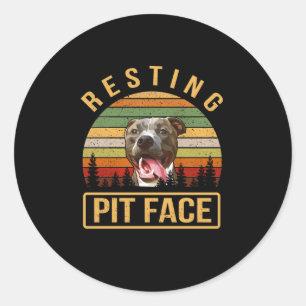 Resting Pitbull face Classic Round Sticker
