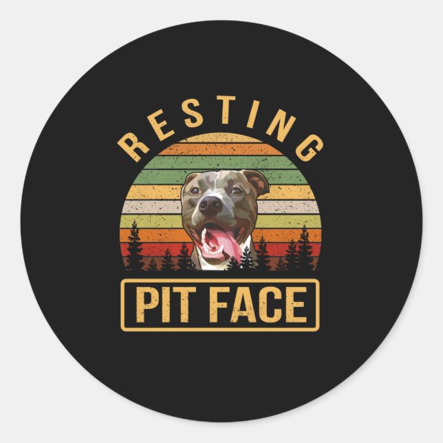 Resting Pitbull face Classic Round Sticker (Front)