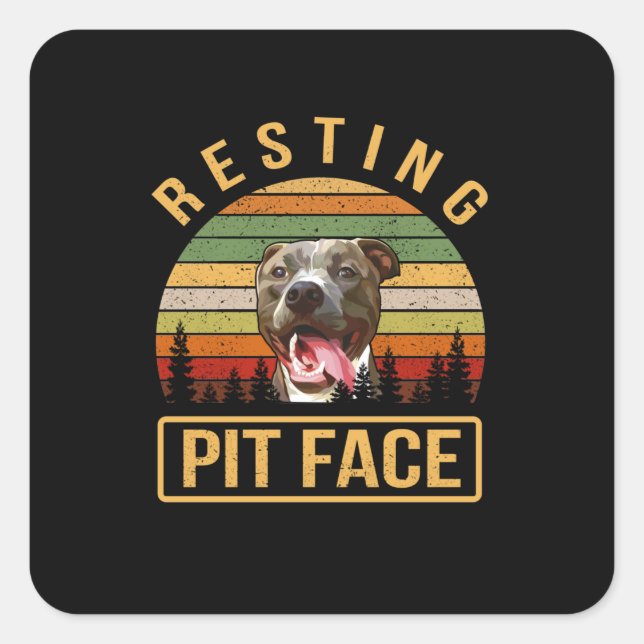 Resting Pitbull face Square Sticker (Front)