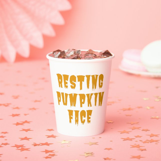 Resting Pumpkin Face - Funny Halloween 2022 Paper Cups (Insitu)