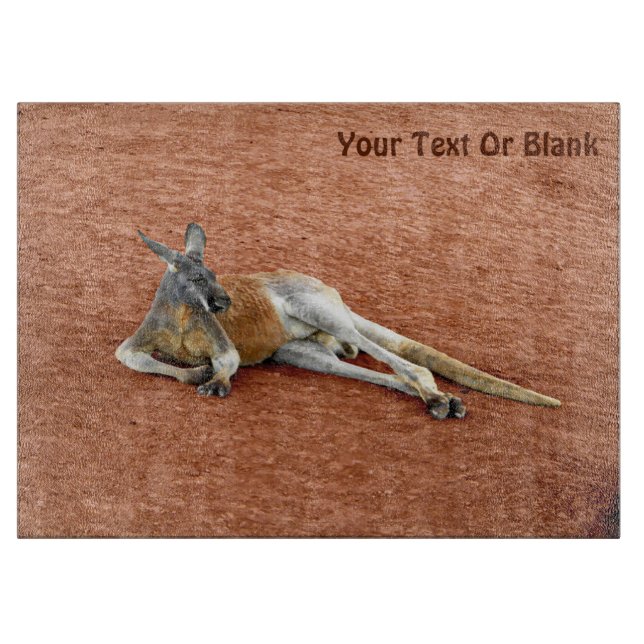 Resting Red Kangaroo Buck Cutting Board (Front)