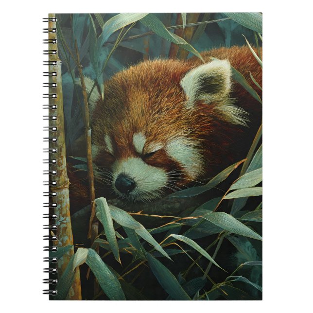 Resting Red Panda Bamboo Nest Art Notebook (Front)