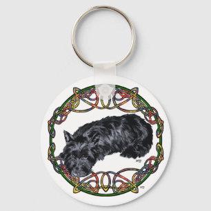 Resting Scottie Celtic Knotwork Key Ring