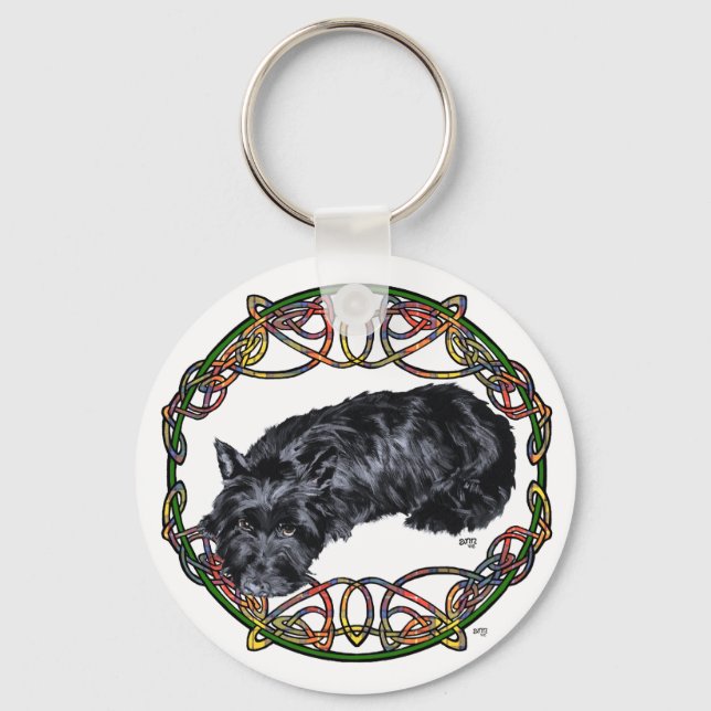 Resting Scottie Celtic Knotwork Key Ring (Front)