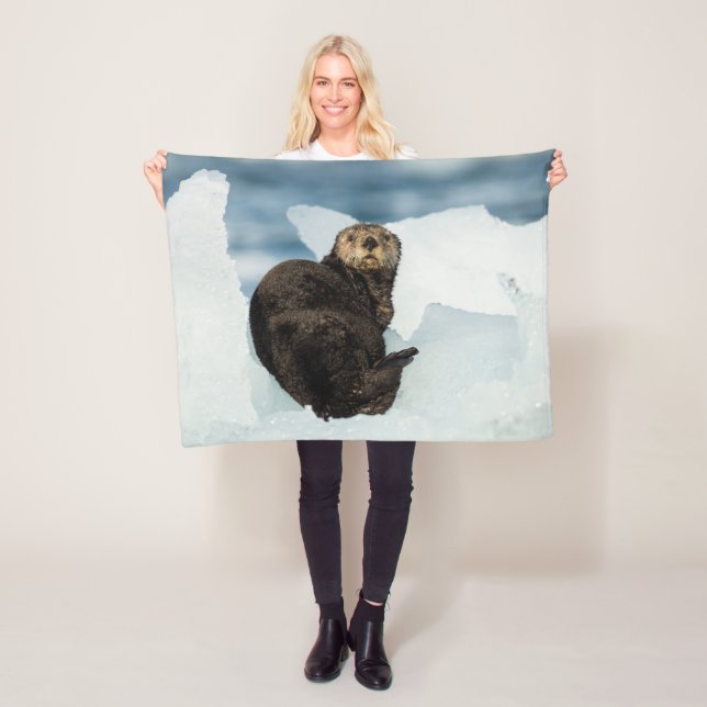 Resting Sea Otter Fleece Blanket (In Situ)