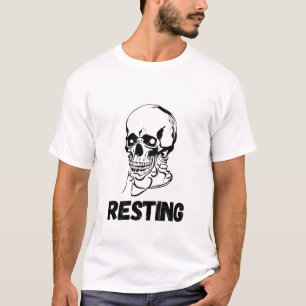 Resting Skull Funny Gothic Skeleton T-Shirt