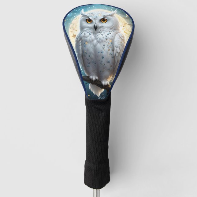 Resting Snow Owl With Sparkle, Golf Head Cover (Front)