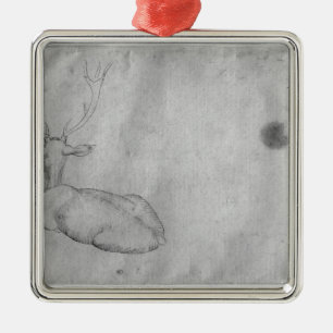 Resting stag metal ornament