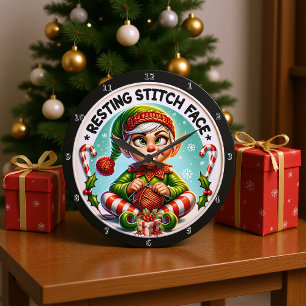 Resting Stitch Face Large Clock