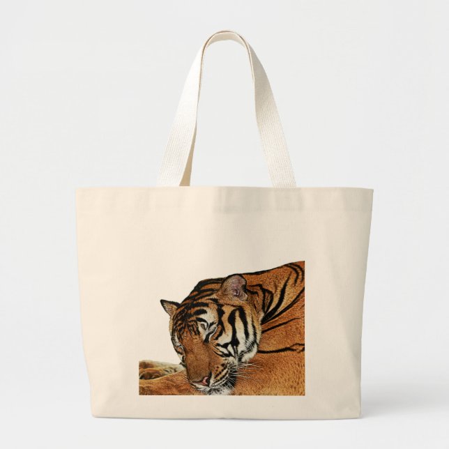Resting Tiger Large Tote Bag (Front)