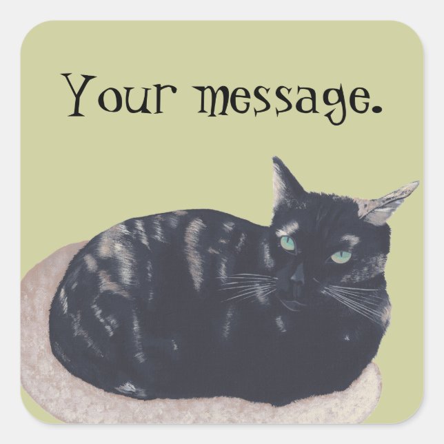 Resting Tortoise Shell Cat Your Message Stickers (Front)