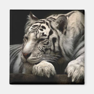 Resting White Tiger Magnet