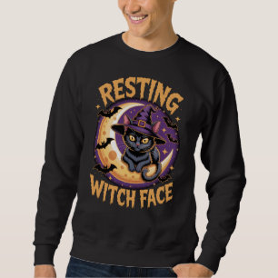 Resting Witch Face Black Cat Halloween Cat Lover Sweatshirt