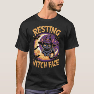 Resting Witch Face Black Cat Halloween Cat Lover T-Shirt