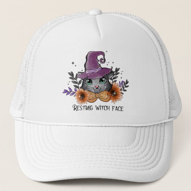 Resting Witch Face – Cat with Witch Hat (Front)