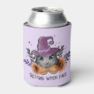 Resting Witch Face – Cat with Witch Hat Can Cooler