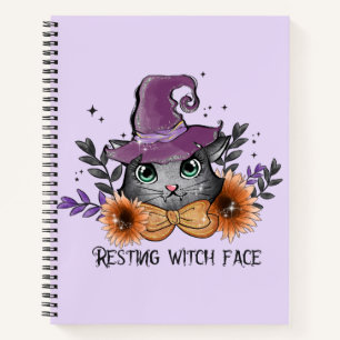Resting Witch Face – Cat with Witch Hat Notebook