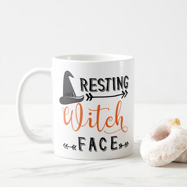 resting witch face coffee mug (With Donut)