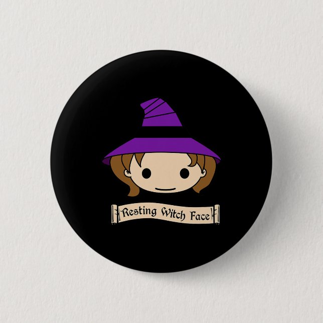 Resting Witch Face Costume Halloween 6 Cm Round Badge (Front)