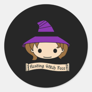 Resting Witch Face Costume Halloween Classic Round Sticker