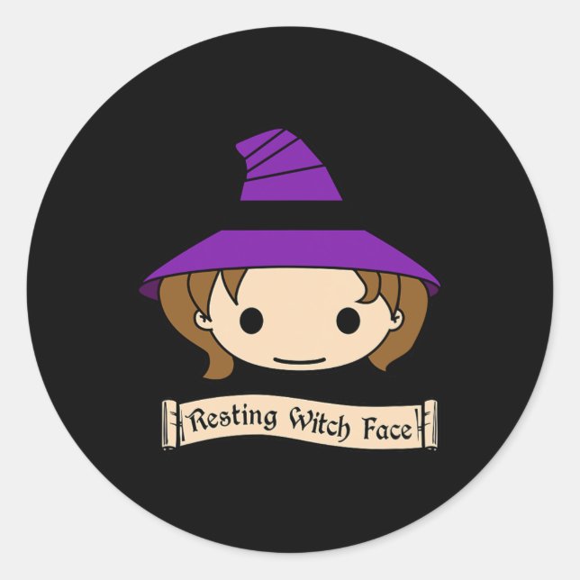 Resting Witch Face Costume Halloween Classic Round Sticker (Front)
