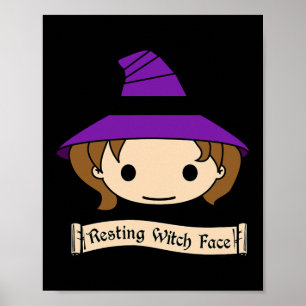 Resting Witch Face Costume Halloween Poster