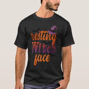 Resting Witch Face Costume Witches and Bats Scary  T-Shirt