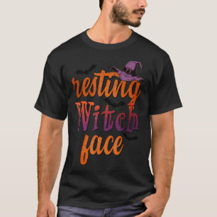 Resting Witch Face Costume Witches and Bats Scary T-Shirt