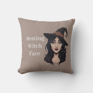 Resting Witch Face Funny Halloween Cushion