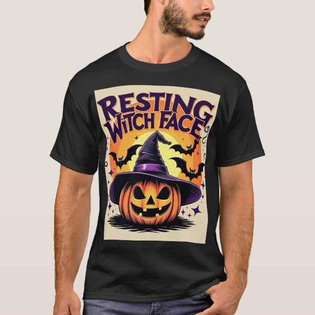 Resting Witch Face – Funny Halloween Pumpkin  T-Shirt (Front)