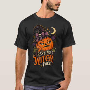 Resting Witch Face Funny Pumpkin Halloween T-Shirt