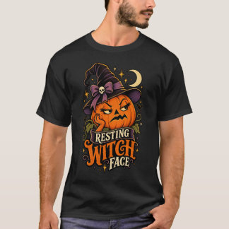 Resting Witch Face Funny Pumpkin Halloween T-Shirt